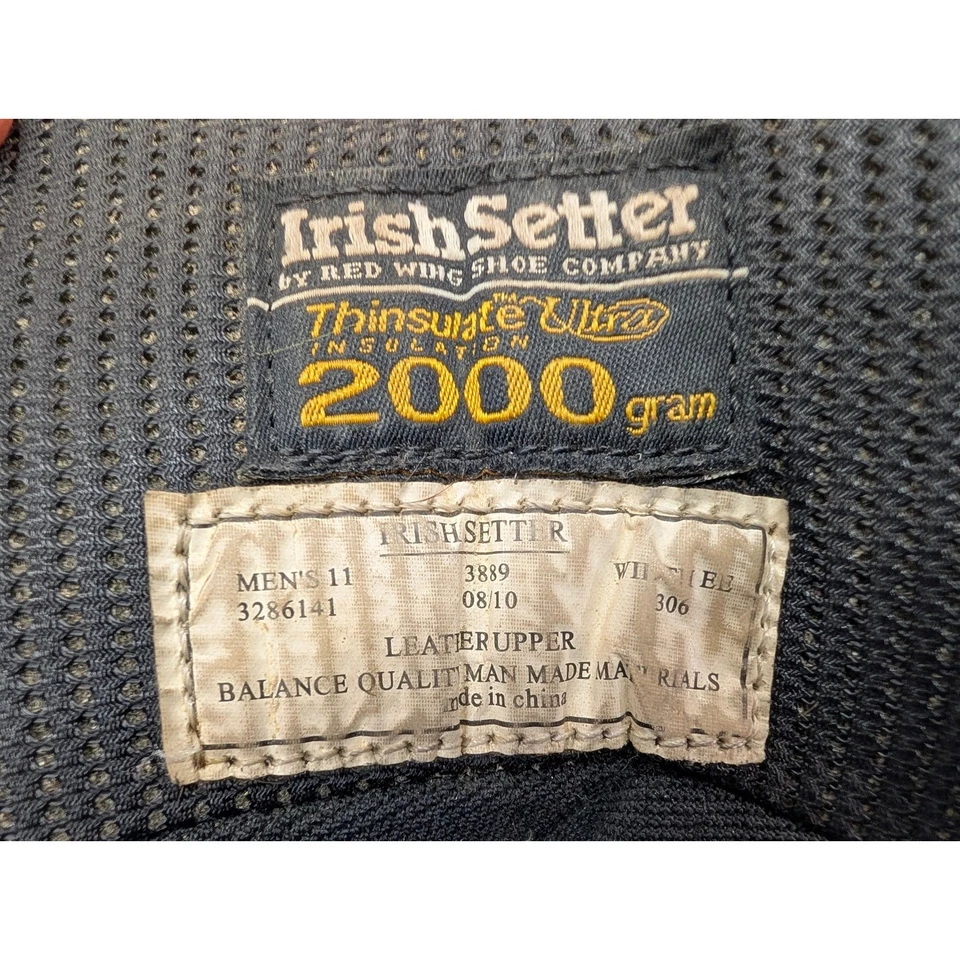 Irish Setter Boots Red Wing Men's Size 11 2000 Gram Thinsulate Leather Hunting - Image 2 of 4