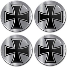 4 x 60mm 3D Domed Car Wheel Centre Cap Stickers for Hub Cap Rim Cover Silver