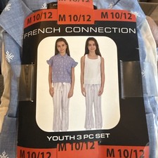 French Connection Youth 3-piece Blue Pant  Tops Set Medium 10/12 NWT
