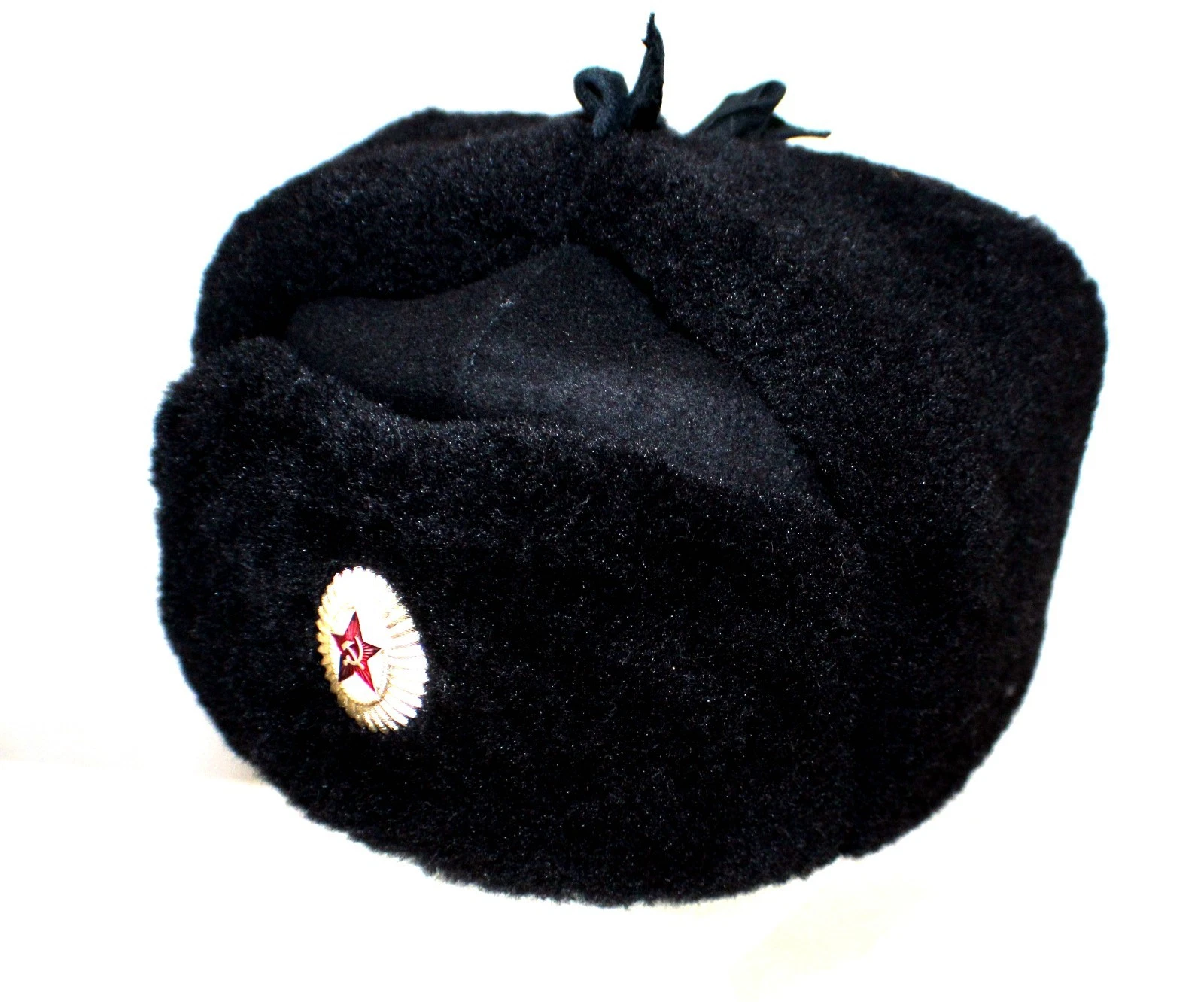 Authentic Vintage USSR Navy Winter Hat Ushanka REAL Sheepskin Original Stamp