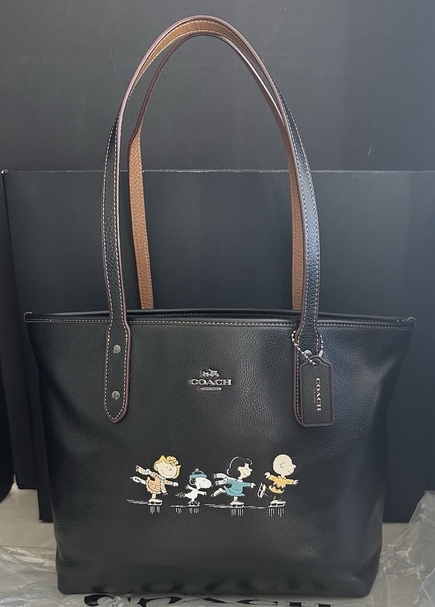 NWT COACH LIMITED EDITION PEANUTS/SNOOPY BLACK LEATHER CITY ZIP