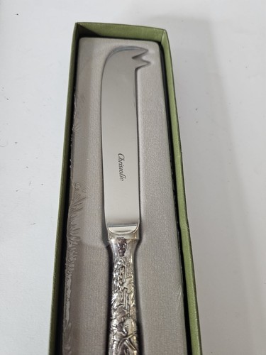 Coltello formaggio Christofle placcato argento 2 punte manico inciso con scatola originale - Foto 7 di 9
