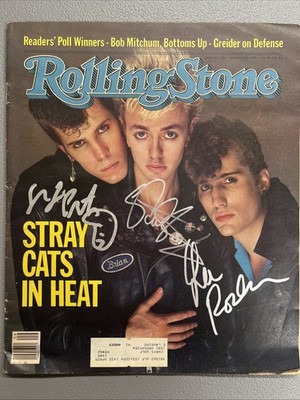 STRAY CATS Signed Rolling Stone Magazine Signed BRIAN SETZER, ROCKER & SLIM JIM