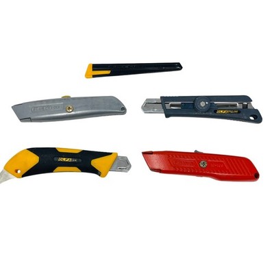 Stanley 99E, 10-189 & OLFA L-1, L-5 Vintage Modern Utility Knives, 5 Pieces
