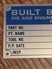 Vintage Chevrolet Flint Die And Engineering Center Machine Tag/Plate. NOS — photo 3