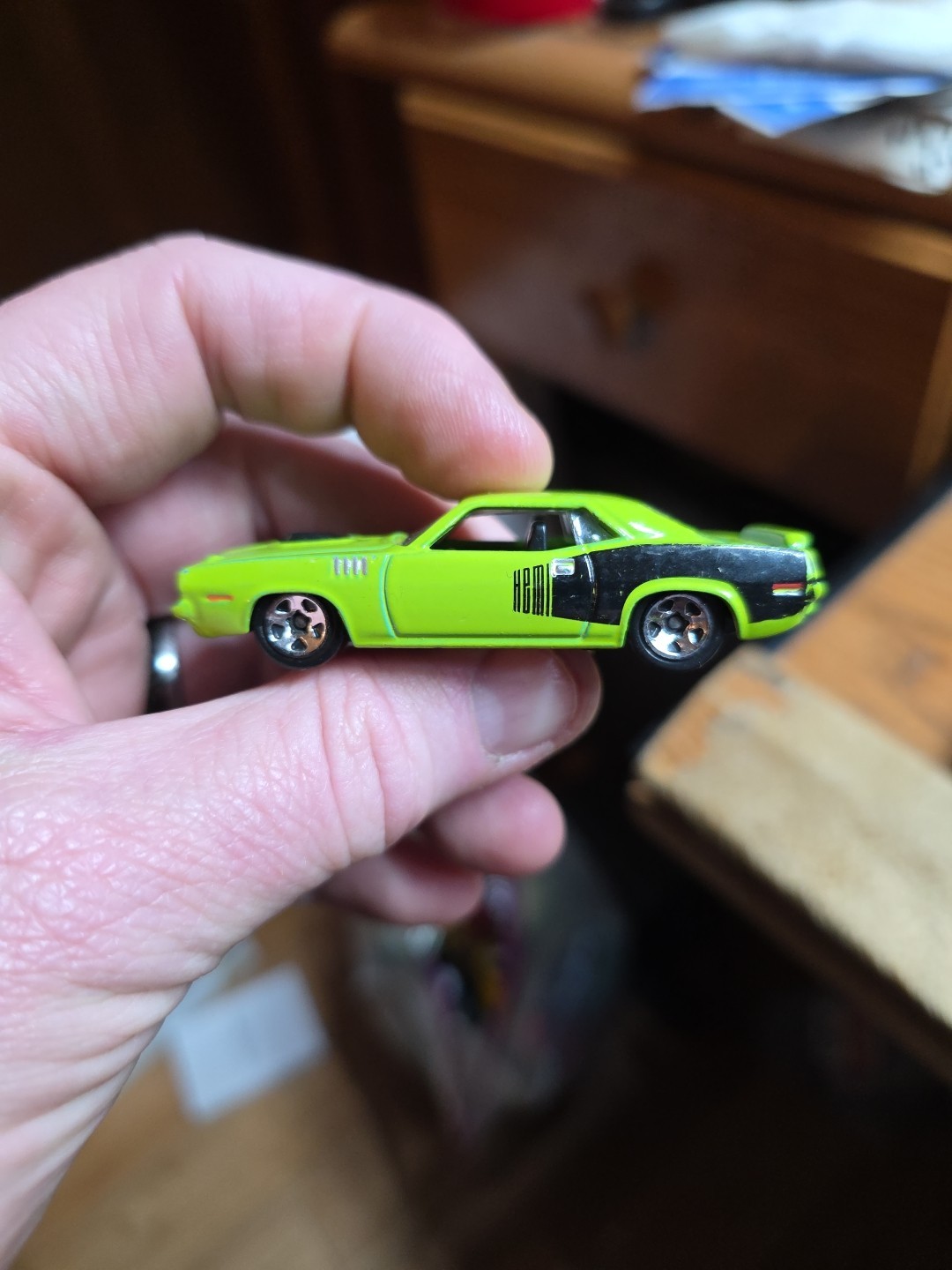 Hot Wheels 2012 New Models '71 Hemi Cuda Pea Green Black Rare Loose