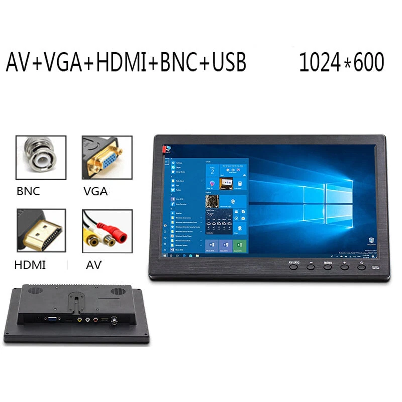 8" IPS LCD CCTV Monitor Screen USB/BNC/AV/VGA/HDMI for Car/Security/PC/Laptop - Image 2 of 4