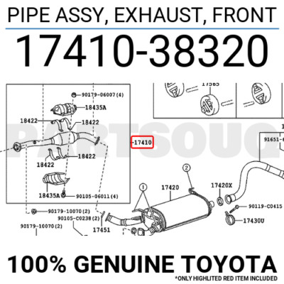 〜eacc〜 1741038320 Genuine Toyota PIPE ASSY, EXHAUST, FRONT 17410-38320 | eBay