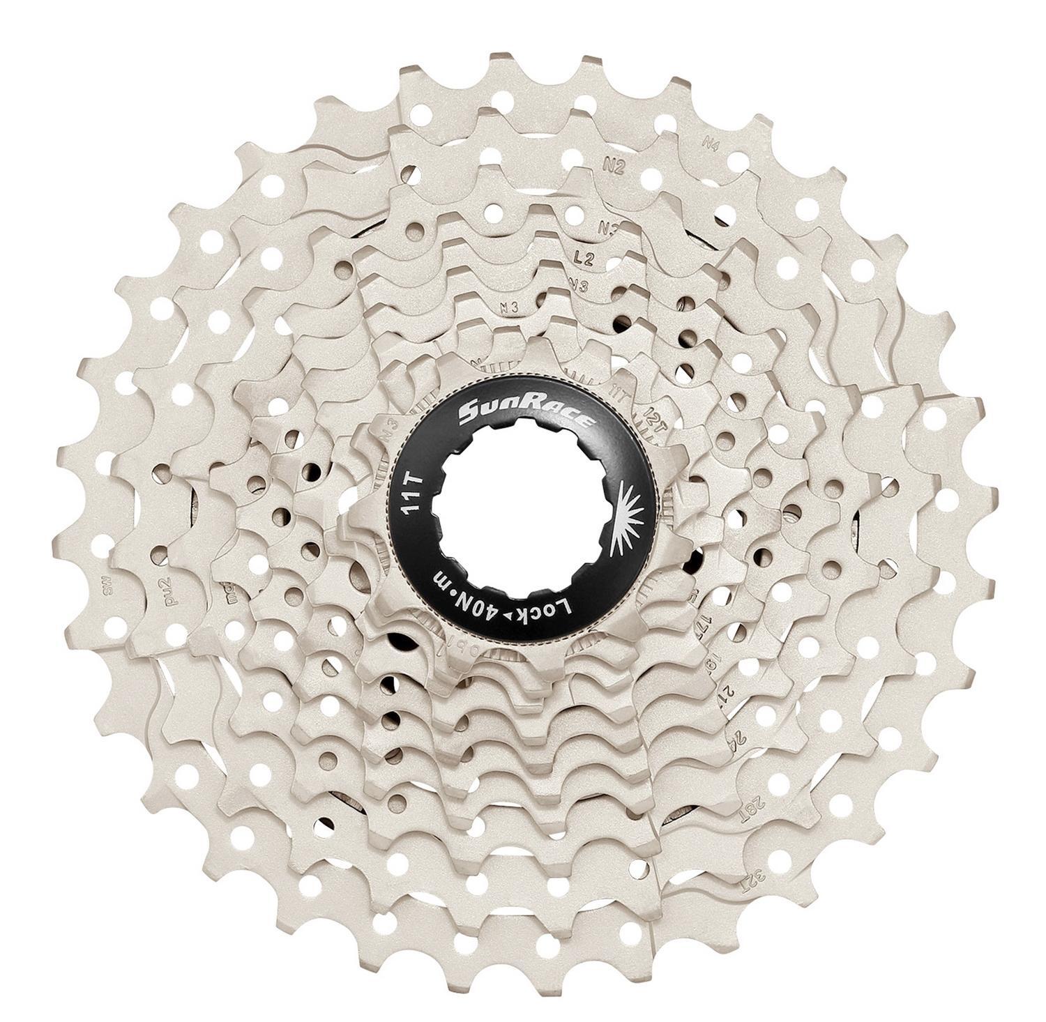 Cassette 10 vitesses SunRace RS1 route finition chrome métallisé durable