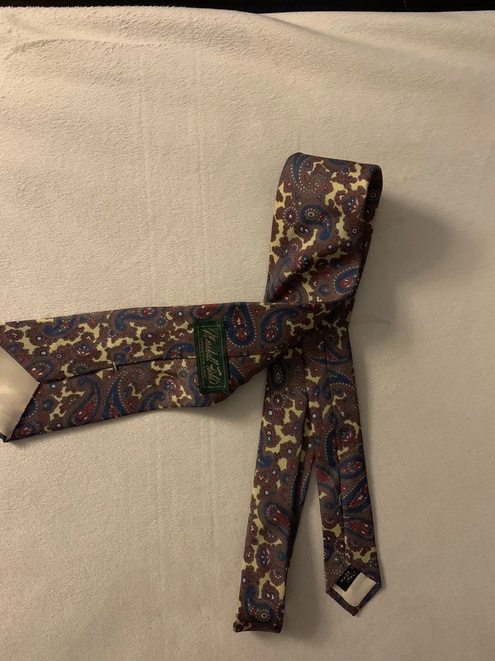 Gravata Paisley Vintage Marshall Fields - 100% Seda - Feita na Itália - Imagem 3 de 4