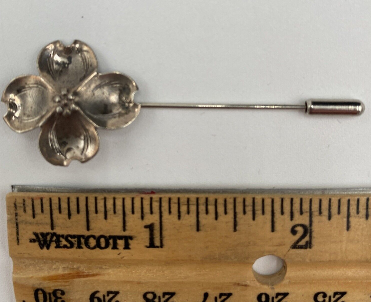 NYE .925 STERLING SILVER VTG DOGWOOD FLOWERS STICK PIN VGC  display picture 2