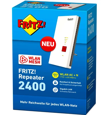 AVM FRITZ!Repeater 2400 WLAN Mesh Repeater Fritzbox WPS Signal Verstärker