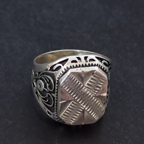 Vintage Men's Ring Signet Sterling 925 Silver Art Deco Revival 70s Retro 8.25 - Picture 11 of 21