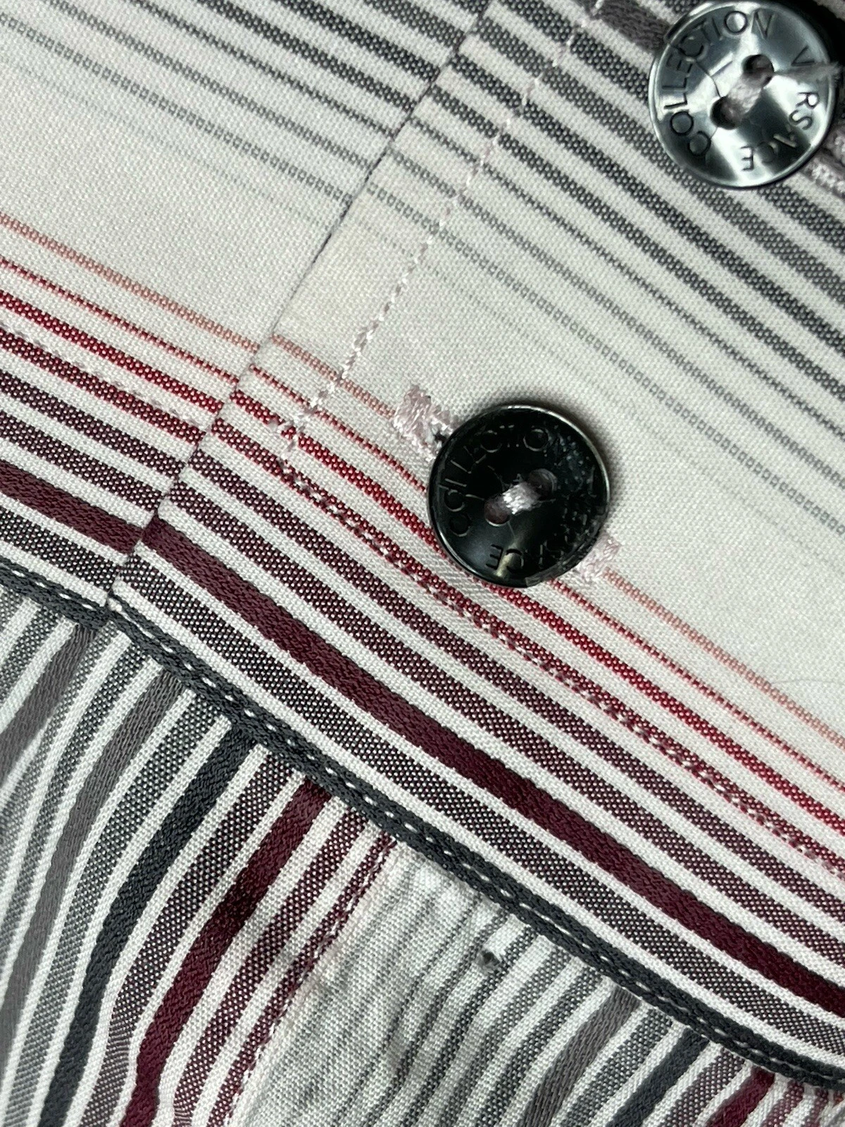 Camicia abito da uomo rosa Versace Collection multicolore a righe con bottoni taglia 16 5 42