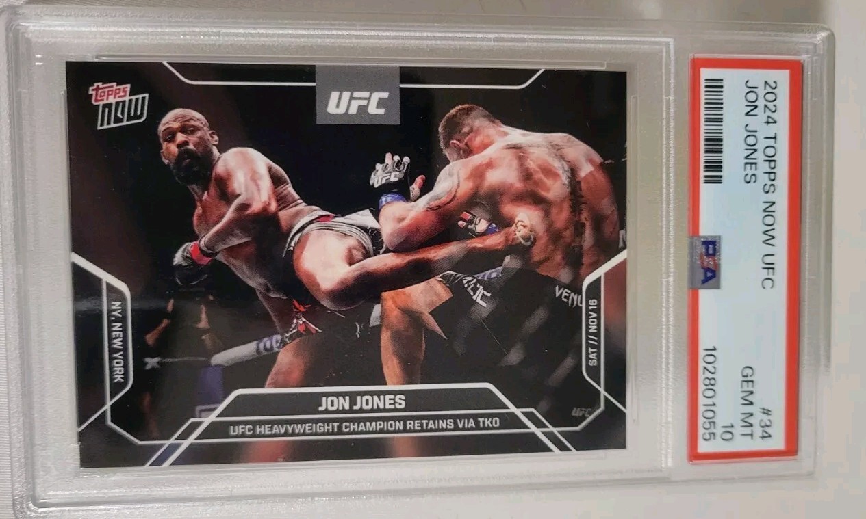2024 Topps Now UFC Jon Jones UFC Heavyweight Champion Retains Via TKO #34 PSA 10