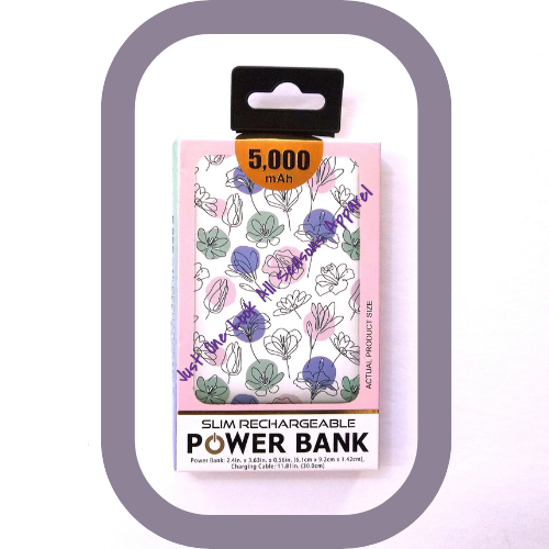 Power Bank Rechargable Battery 5000 mAh Artsy Flowers-image