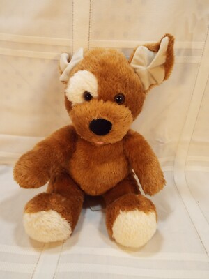 Build a Bear Plush Brown Puppy Dog with white eye patch 14 inch Pre-owned