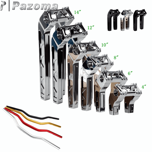 4 " - 14" Handlebar Risers & 1-1/8″ MX Style Handlebars For Harley Softail Dyna - Picture 1 of 26