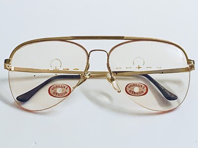 Vintage 1970 s Gold Aviators RARE Varilux 2 Essilor Eyeglasses SCRATCH ON 1 LENS