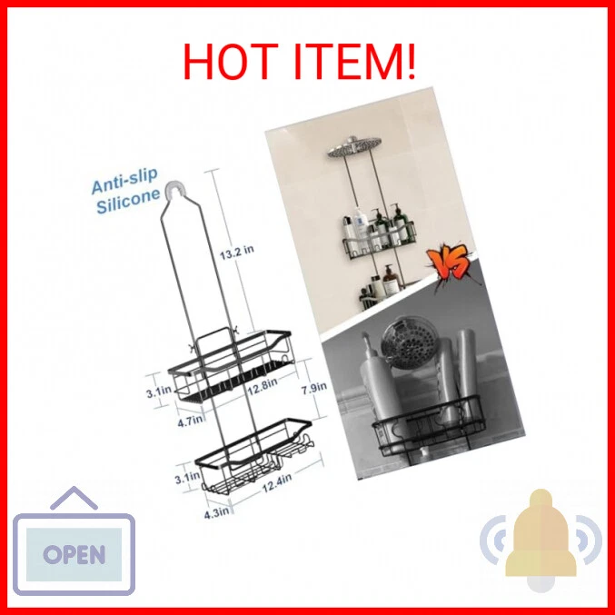 Shower Caddy, Upgraded Extended Length Shower Caddy Over Showerhead No Blocking