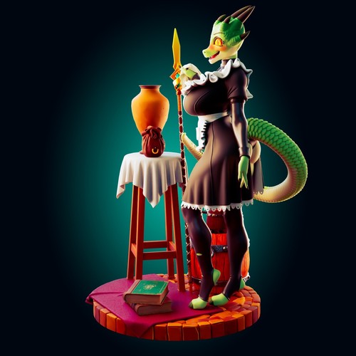 Meme de arte de fanático Commission The Lusty Argonian Maid levanta su cola hombre lagarto femenino - Imagen 6 de 7