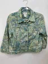 Susan Bristol Floral Shirt Jacket Green Floral Women's  Size Petite Large PL