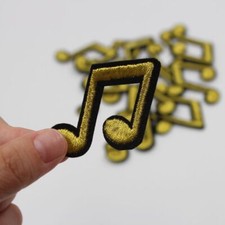 5pcs Embroidery Musical Notes Patches Iron on For Jeans Coat Hat Decor Appliques