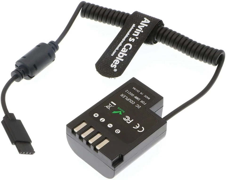Adaptador de corriente cable en espiral DMW-DCC12 GH5 batería ficticia a cardán Ronin S para DJI Foto 2 de 3