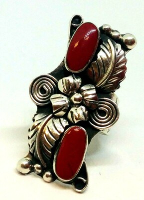 SILVER925 RED STONE DESIGN RING/シルバー/リング