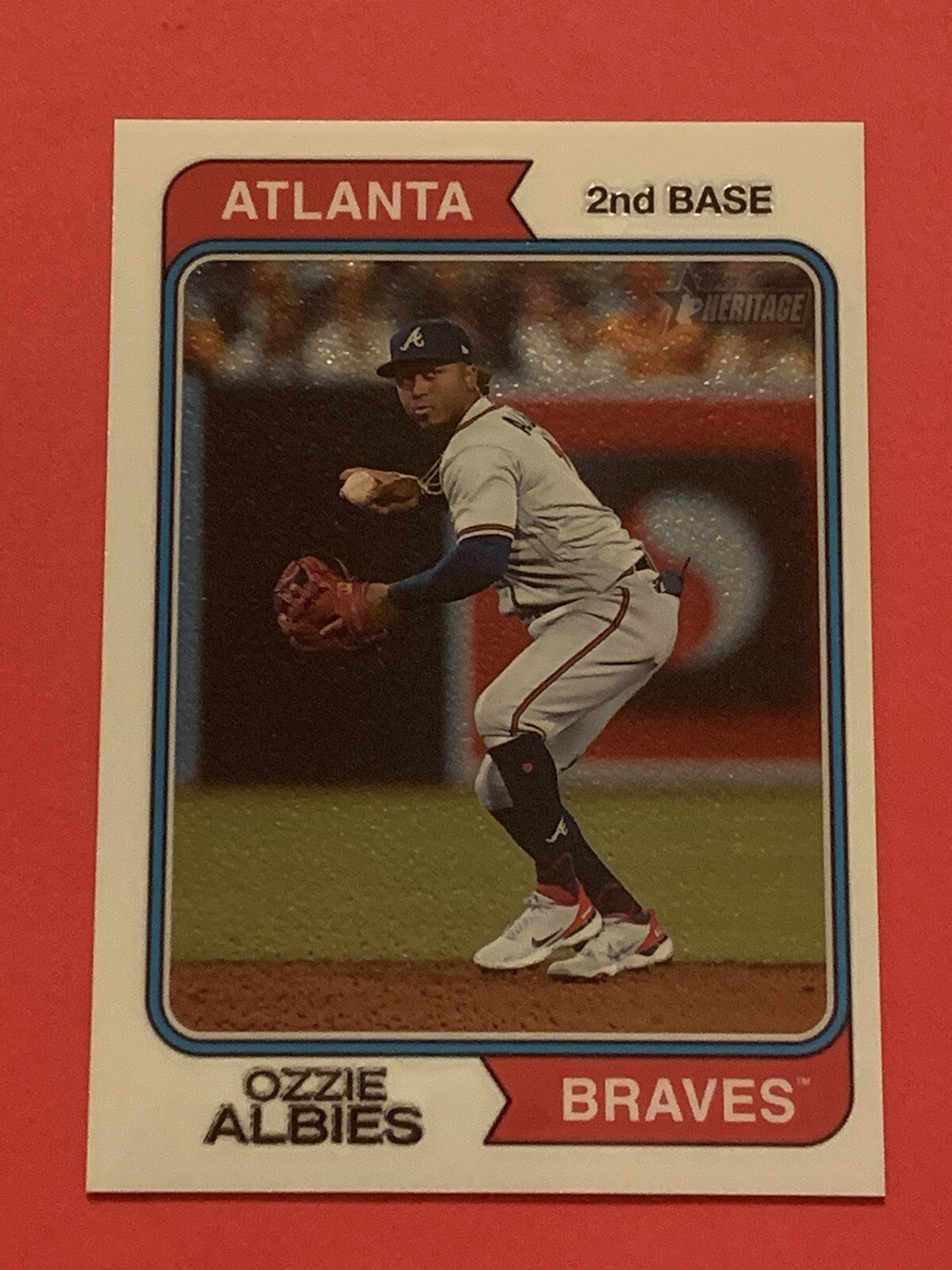 Ozzie Albies 2023 Topps Heritage Chrome SSP #25 Braves Insert Card 631/999