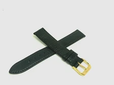Rado Watch Replacement Band Black Leather Strap 17mm Lug Gold Steel Buckle