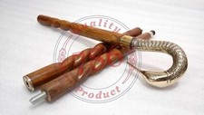 Brass Vintage Style Swan Head Handle Victorian Spiral Wooden Walking Stick Cane