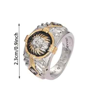 Spirit of the Warrior Inlaid Ring Silver-tone Size 7 New Free Ship