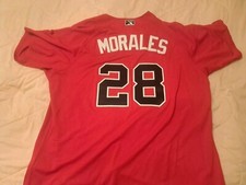 Mississippi Braves AA Game Worn USED Jersey #28 MORALES Atlanta Braves Size 50