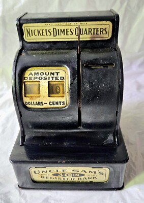 Antique 1923 Durable Toy & Novelty Co 3 Coin Uncle Sam Register Bank