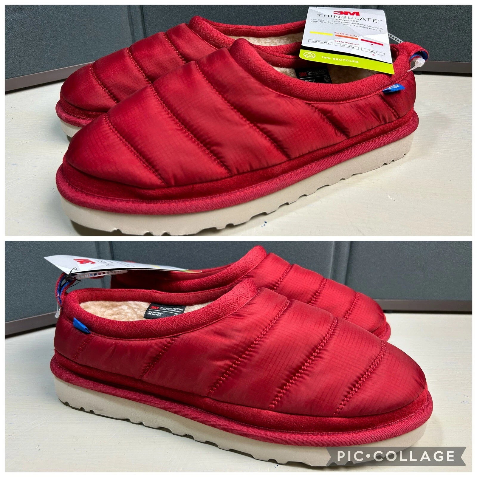 Scarpe mocassini UGG Tasman LTA uomo taglia 10 rosso nylon e lana ciabatte 3M 1127735