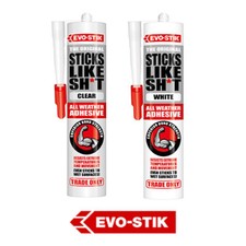 EVO-STIK STICKS LIKE SH*T | ADHESIVE ALL WEATHER ADHESIVE | WHITE CLEAR 290ML