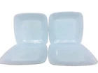 Set/4–Lovely Sky-Blue Depression Milk Glass Vintage Square 8” Lunch Salad Plates
