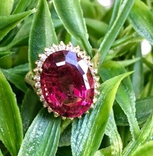 $5,625 Certified 8.58 Ct Pink Natural Tourmaline And Diamond Ring 14k Gold