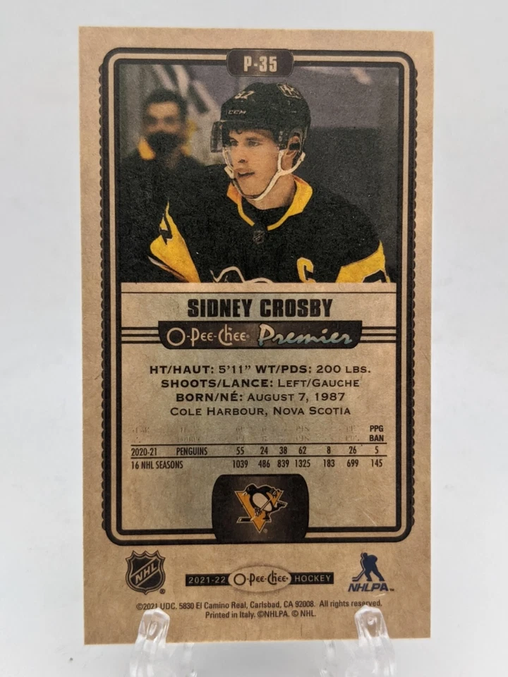 💥2021-22 OPC O-Pee-Chee Premier Tallboys #P-35 Sidney Crosby Pittsburgh Penguin - Image 2 of 2