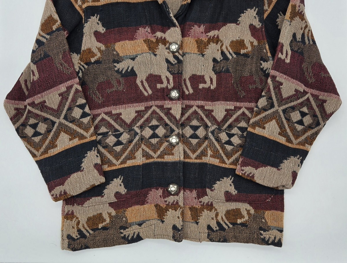 90s〜 ウエスタンジャケット 刺繍 馬 Rare 90s 'Katch Me West' Retro Horse Print Chore Jacket - Vintage