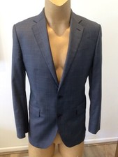 Mens HERRINGBONE SYDNEY Steel Blue Check Suit Size42  Dailey Cut..