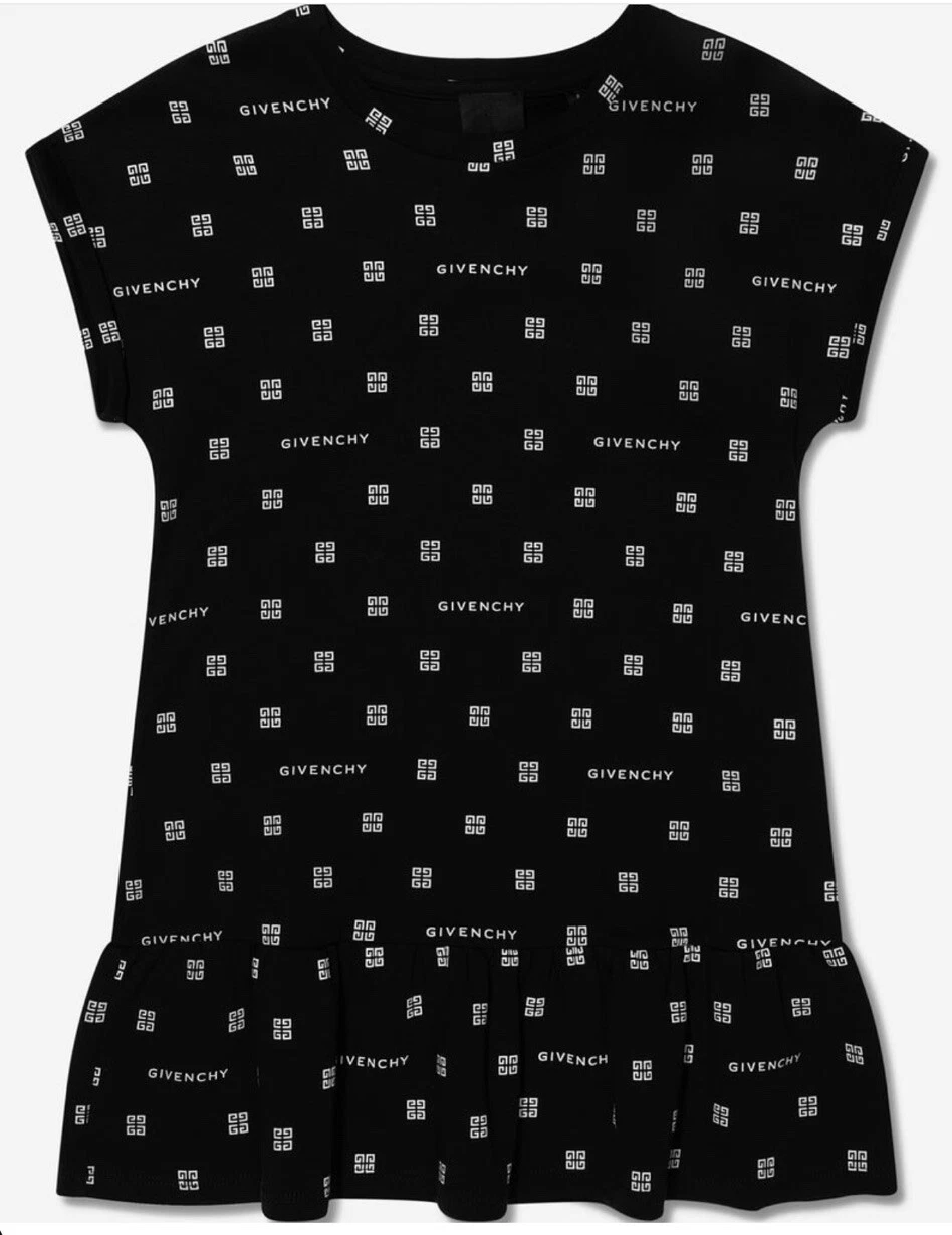 Abito Net Givenchy bambina 4G nero stampato con logo 12 anni $386