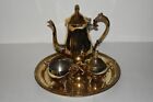 Collectible Four Piece Gold Tone Tea Set Teapot Creamer Sugar And Tray Unmarked