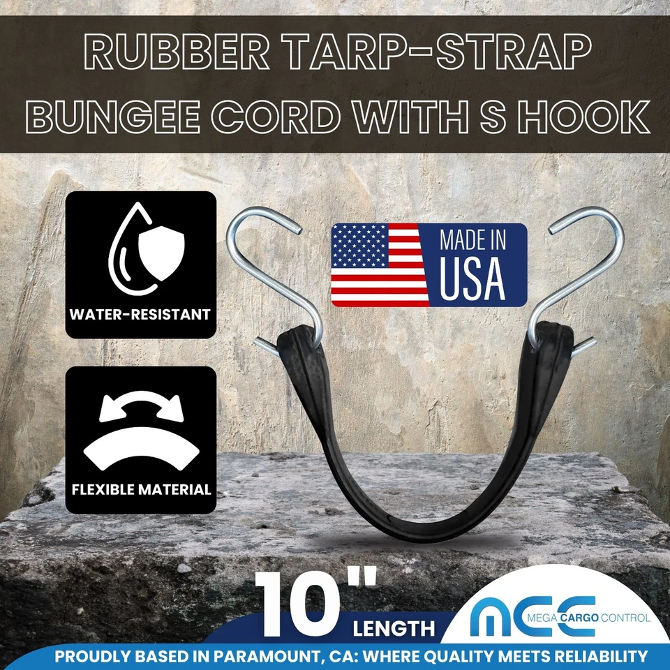 10 Pack 10" 15 21 31 41 Heavy Duty Rubber Tarp-Strap Bungee Cords Made in USA - Image 2 of 4