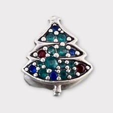 Authentic Pandora Charm, Christmas Tree Charm, 790018C01 Multicolor Crystals