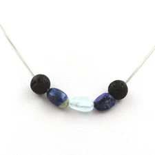 stones And Minerals. Lava Bead Necklace 8 Mm + Lapis Lazuli From Pakistan + Aigu