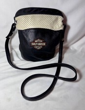 Harley Davidson Leather VTG Embroidered Patch Crossbody Bag Purse Black Satchel