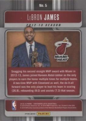 2018-19 Panini Contenders Optic - LeBron James #5 for sale