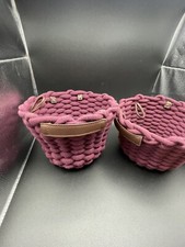 Stor-All 2 Pack CottonRope Woven Baskets for Organizing, Storage Leather Handles